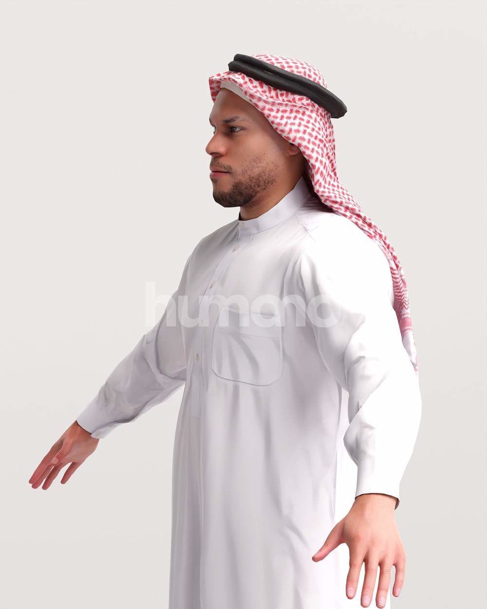 9 Arab rigged models -  different thobe and abaya colors 3D Model Collection_22