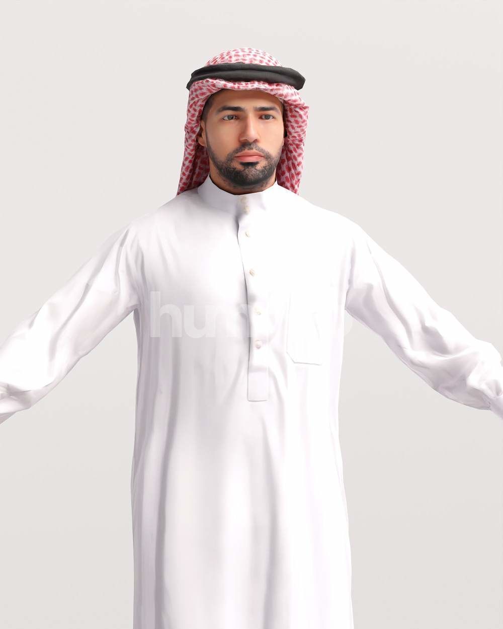 9 Arab rigged models -  different thobe and abaya colors 3D Model Collection_35