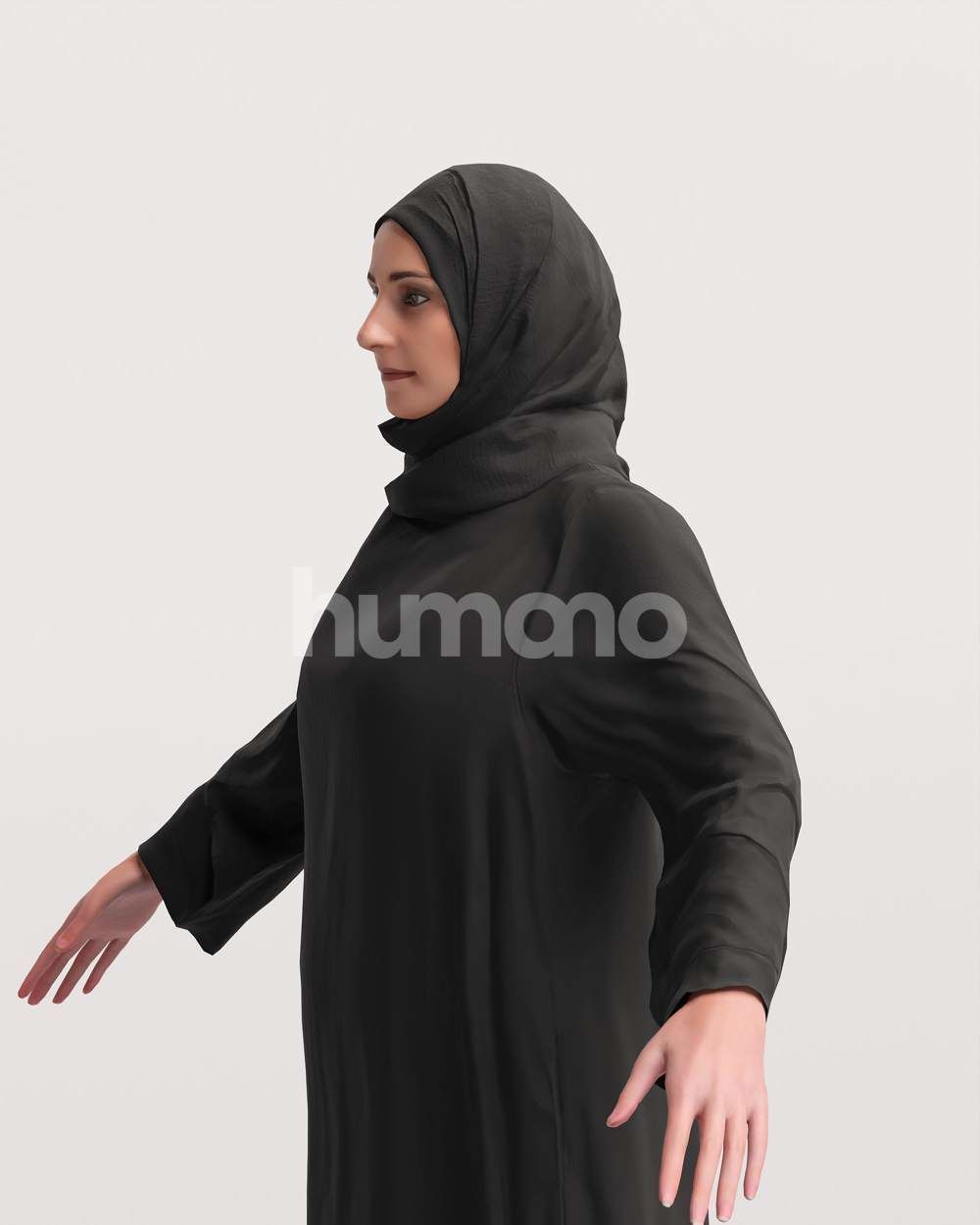 9 Arab rigged models -  different thobe and abaya colors 3D Model Collection_64