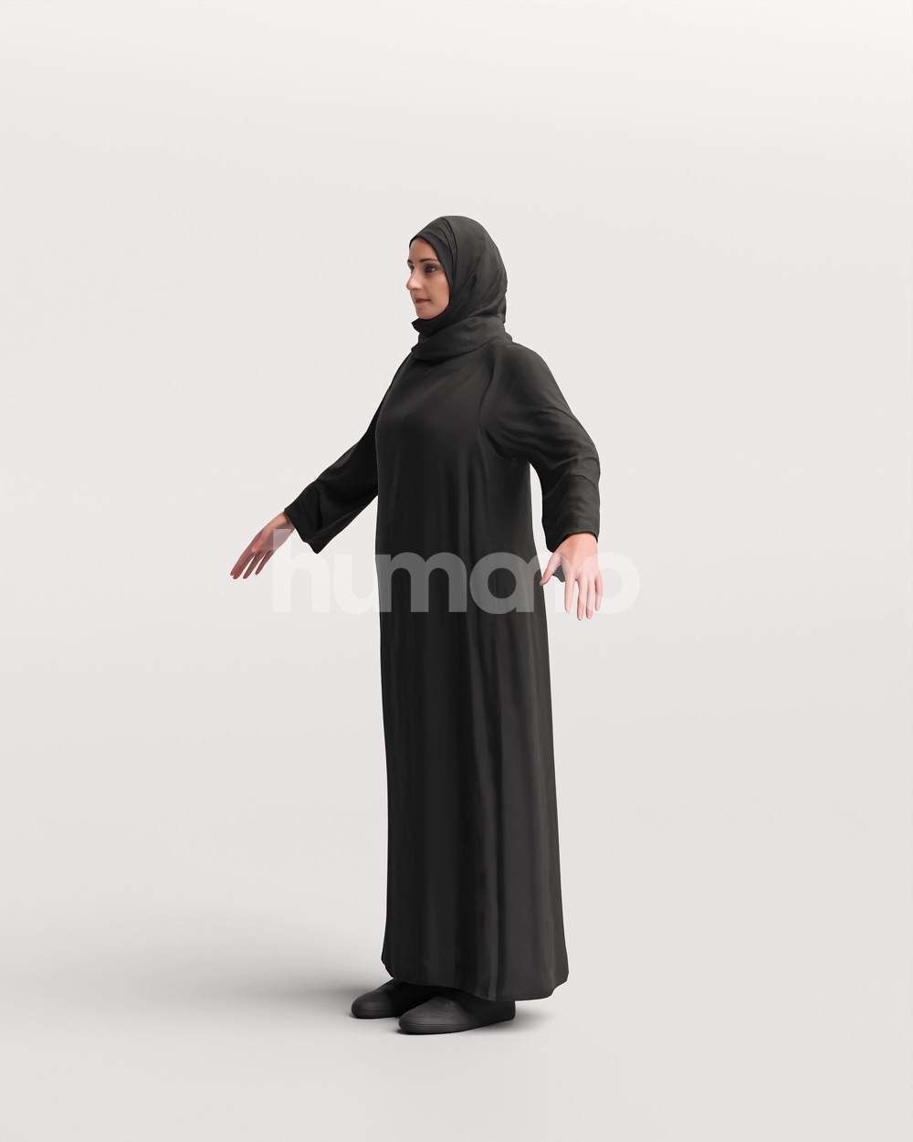 9 Arab rigged models -  different thobe and abaya colors 3D Model Collection_62