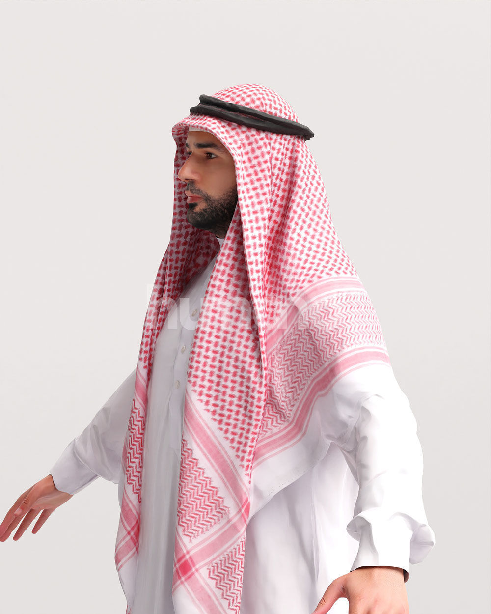 9 Arab rigged models -  different thobe and abaya colors 3D Model Collection_50