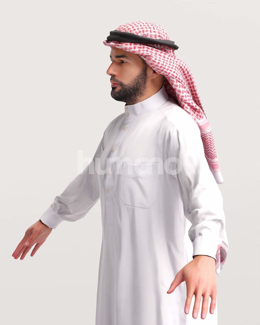 9 Arab rigged models -  different thobe and abaya colors 3D Model Collection_36