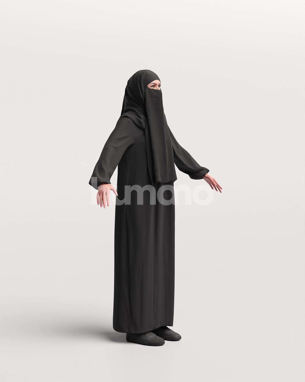 9 Arab rigged models -  different thobe and abaya colors 3D Model Collection_53