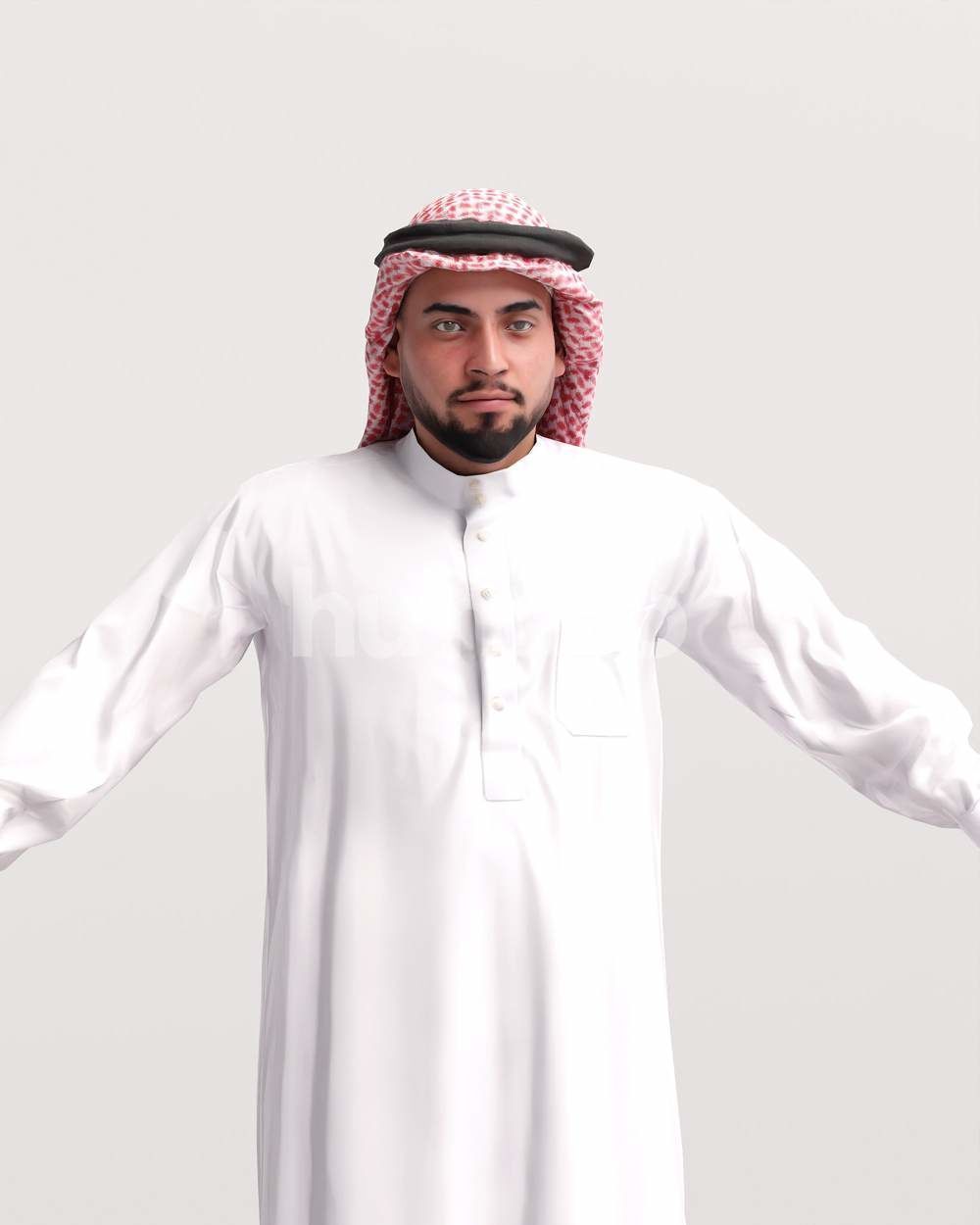 9 Arab rigged models -  different thobe and abaya colors 3D Model Collection_28