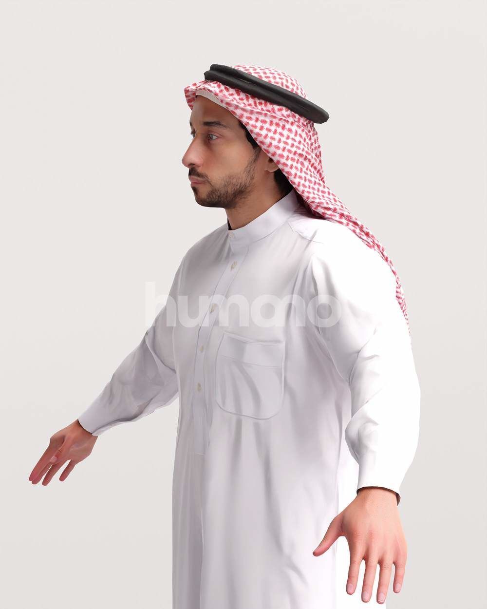 9 Arab rigged models -  different thobe and abaya colors 3D Model Collection_15