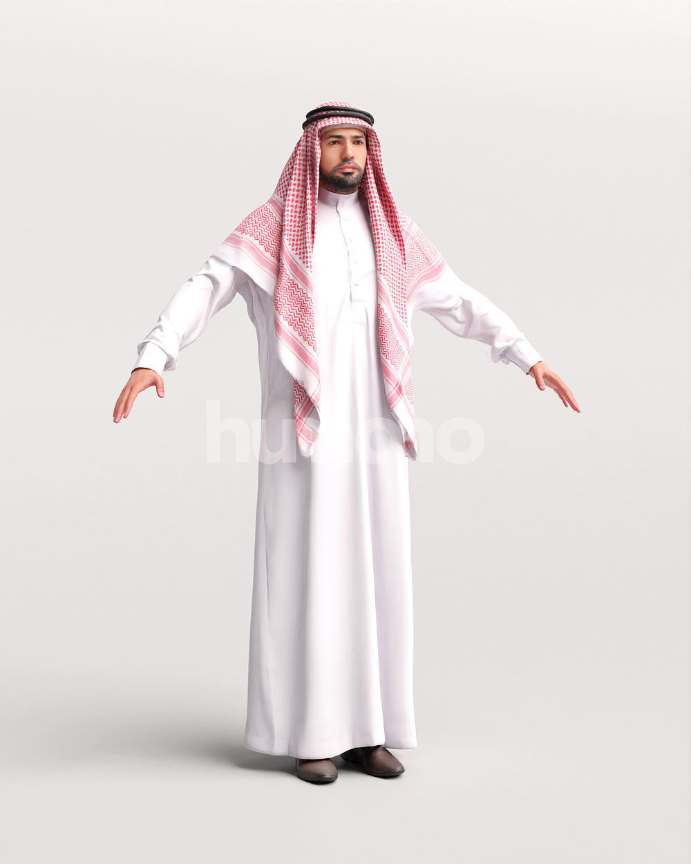 9 Arab rigged models -  different thobe and abaya colors 3D Model Collection_45