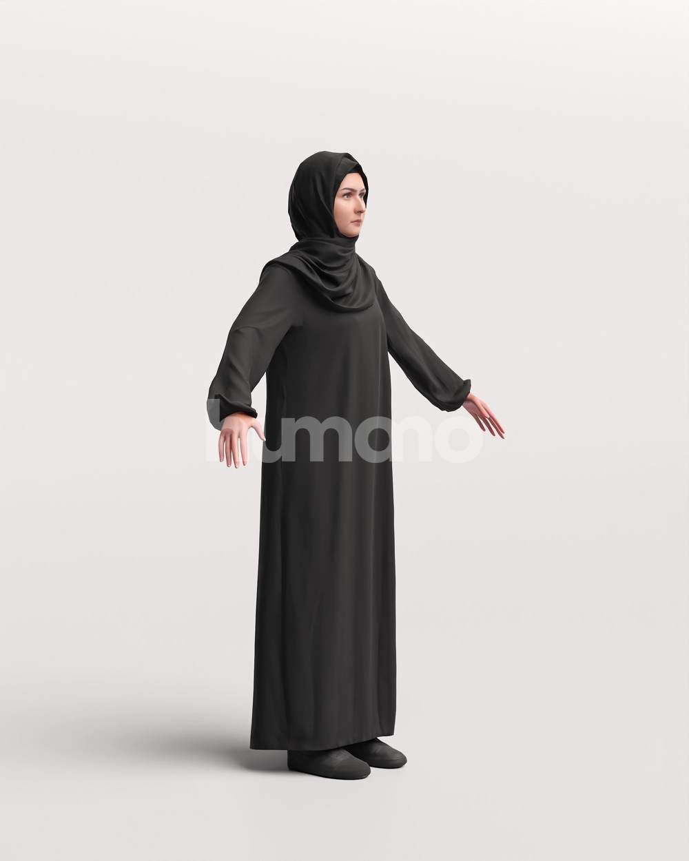 9 Arab rigged models -  different thobe and abaya colors 3D Model Collection_67