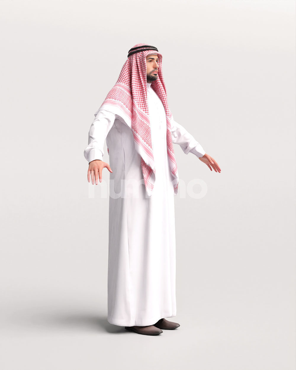 9 Arab rigged models -  different thobe and abaya colors 3D Model Collection_46
