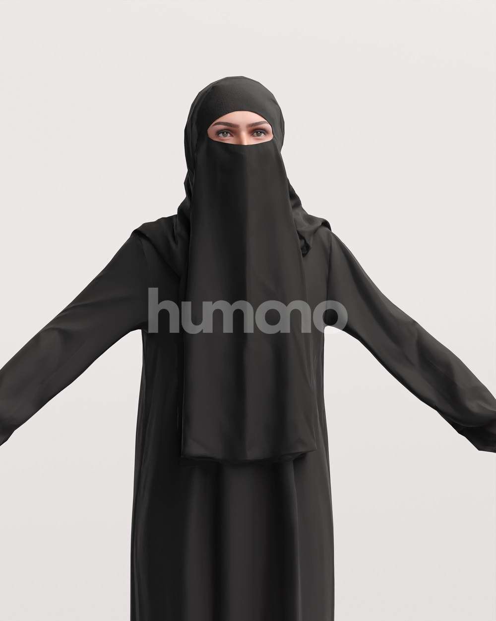 9 Arab rigged models -  different thobe and abaya colors 3D Model Collection_56