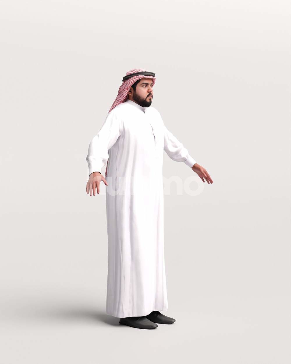 9 Arab rigged models -  different thobe and abaya colors 3D Model Collection_39