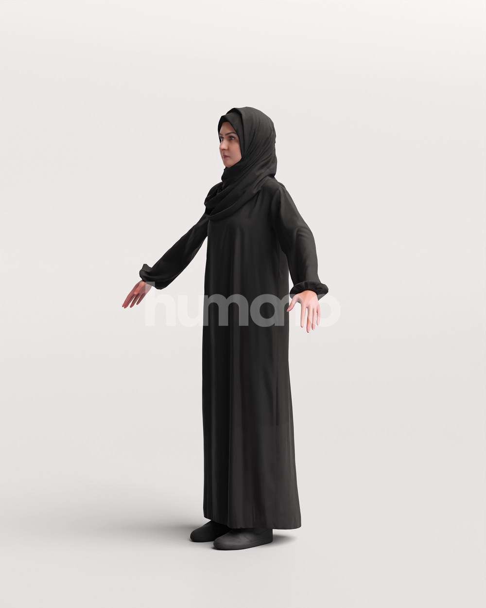 9 Arab rigged models -  different thobe and abaya colors 3D Model Collection_69
