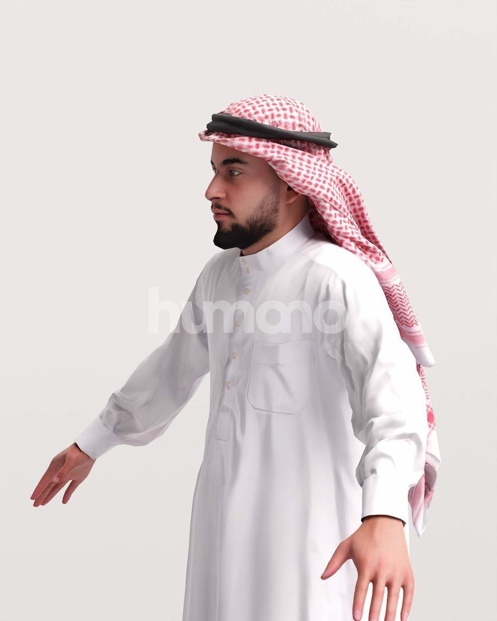 9 Arab rigged models -  different thobe and abaya colors 3D Model Collection_29