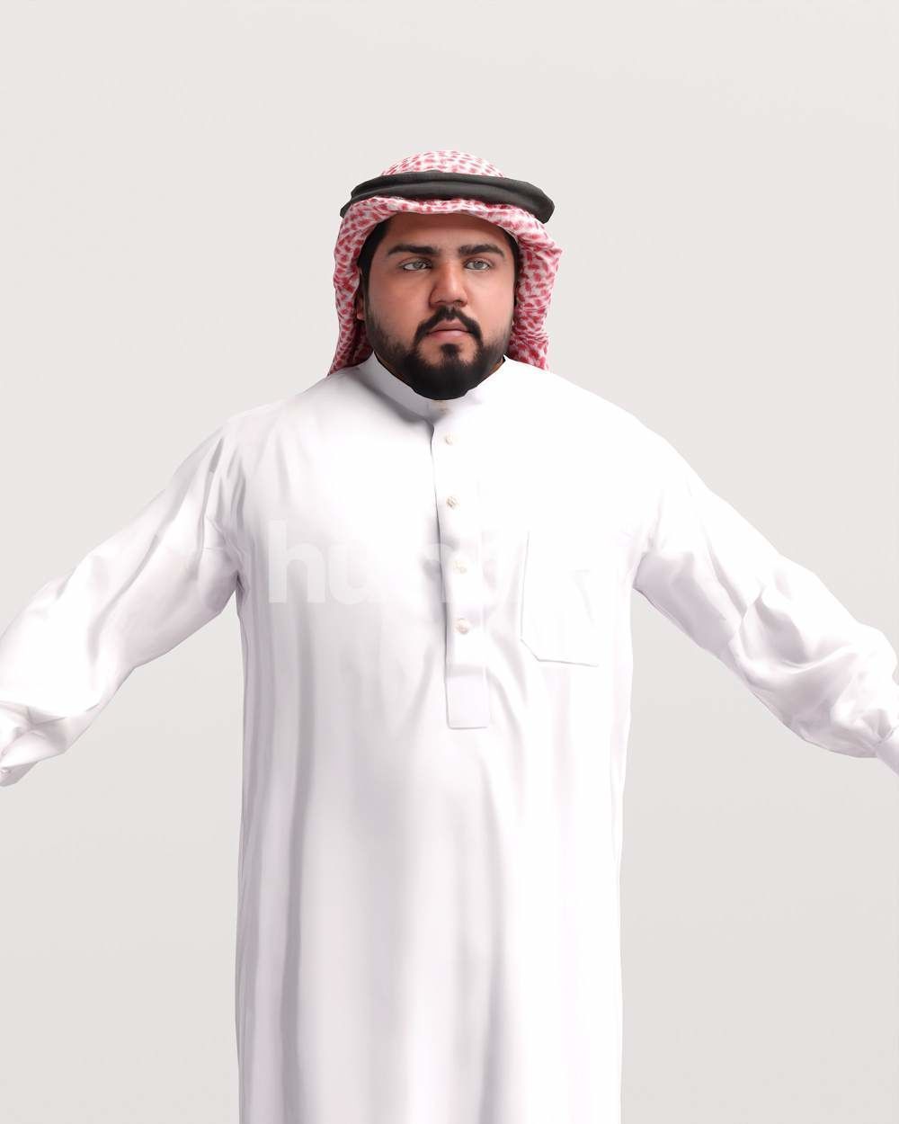 9 Arab rigged models -  different thobe and abaya colors 3D Model Collection_42