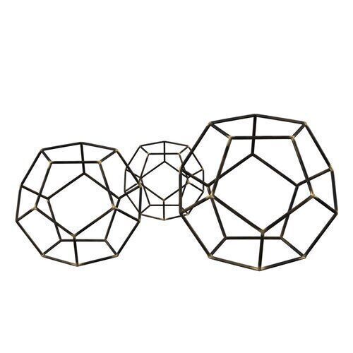 Iron Gold highlight Amin Geometric Orb Sculpture Set 3D model_1