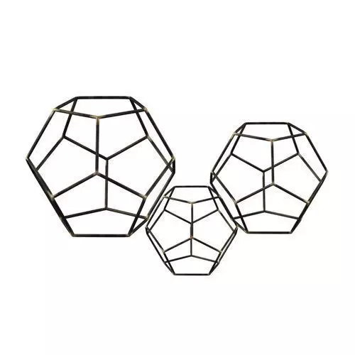 Iron Gold highlight Amin Geometric Orb Sculpture Set 3D model_0