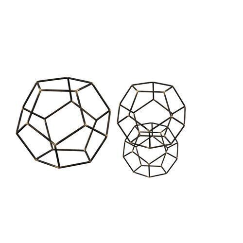 Iron Gold highlight Amin Geometric Orb Sculpture Set 3D model_2