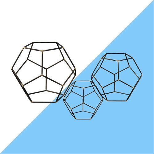 Iron Gold highlight Amin Geometric Orb Sculpture Set 3D model_4