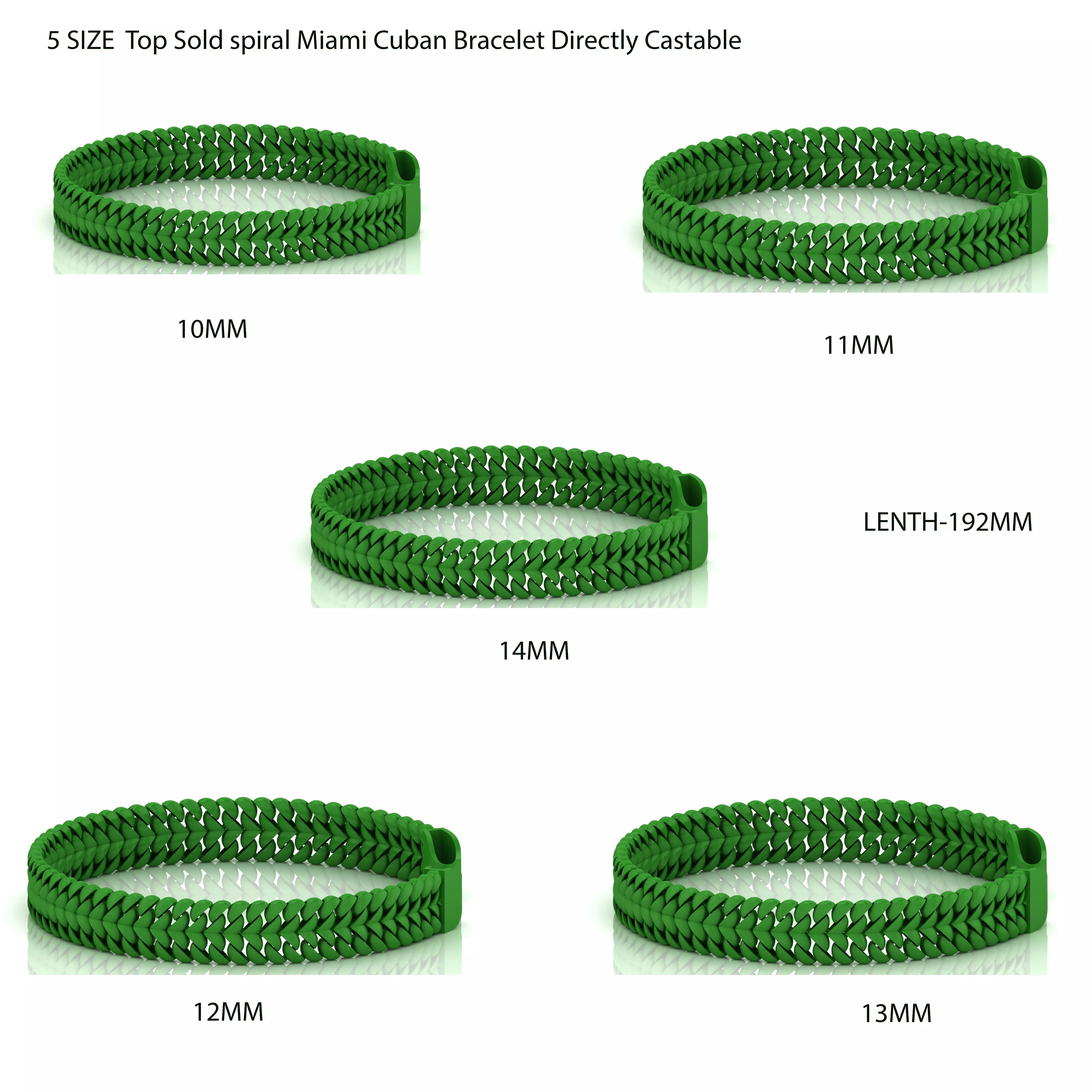5 SIZE Top Sold spiral Miami Cuban Bracelet Directly Castable 3D Model Collection_0