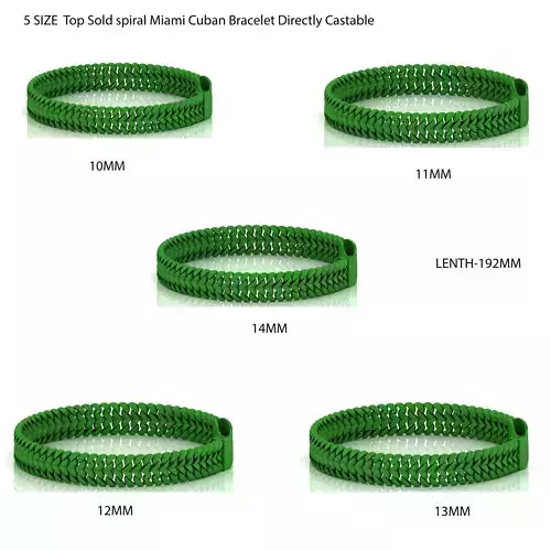 5 SIZE Top Sold spiral Miami Cuban Bracelet Directly Castable 3D Model Collection