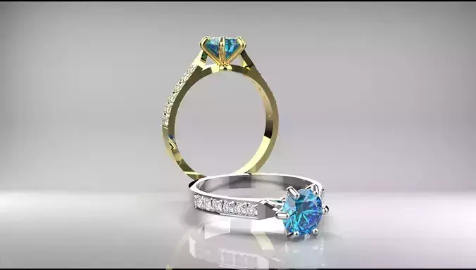 Coneflower Blue Sapphire and Diamond Ring