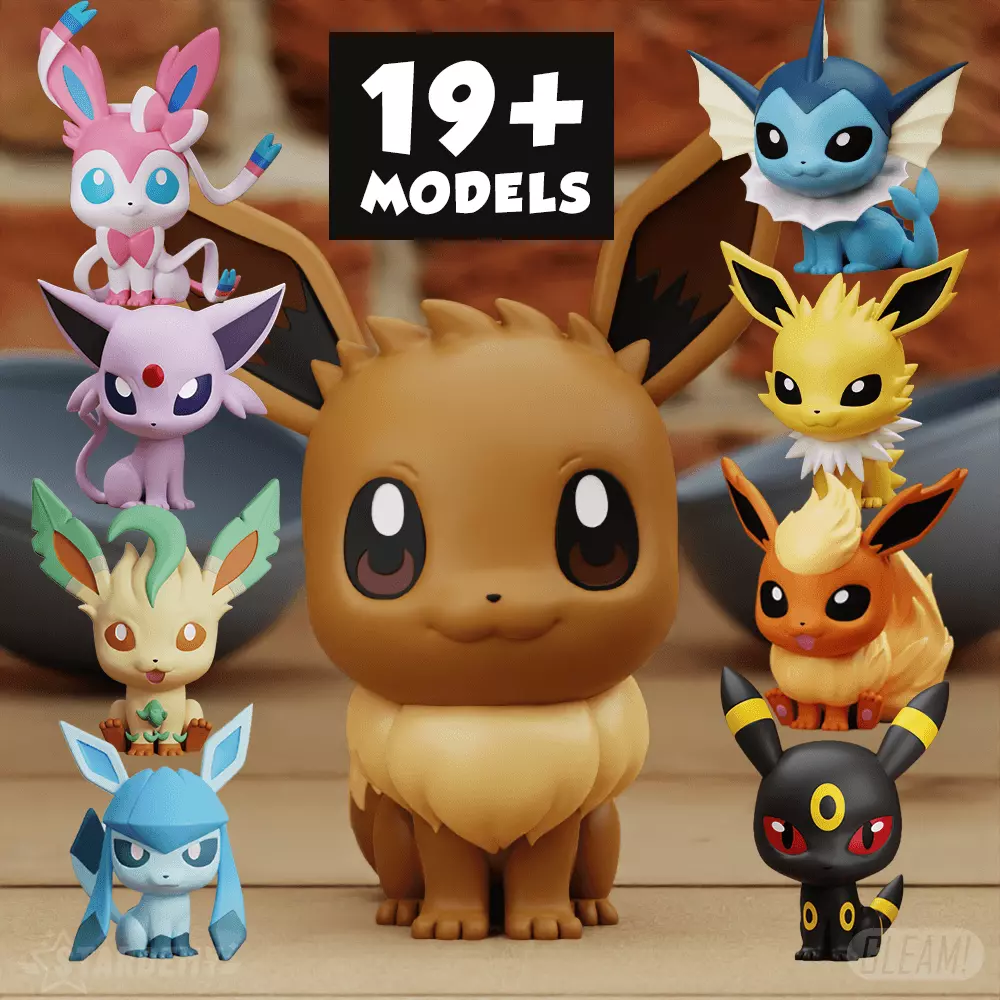 EEVEELUTIONS CHIBI More than 19 MODELS Pokemon Fanart 3D print model_0