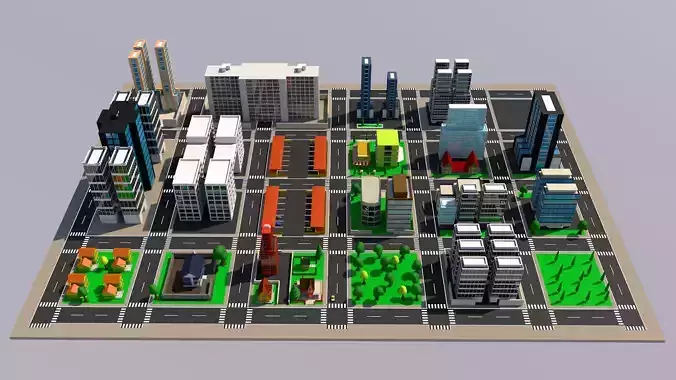 Cartoon City 3D model