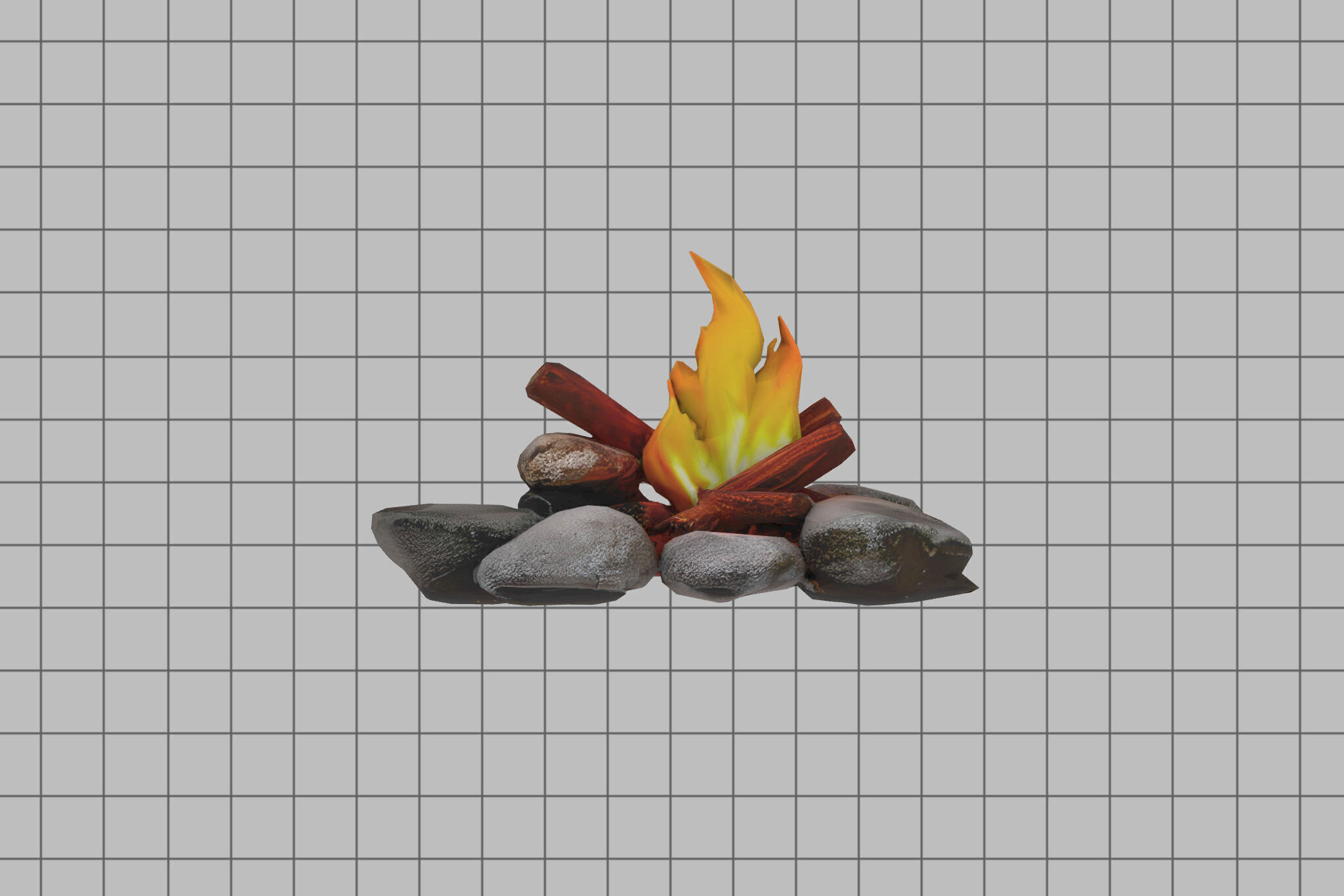 Campfire Low-poly 3D model_4