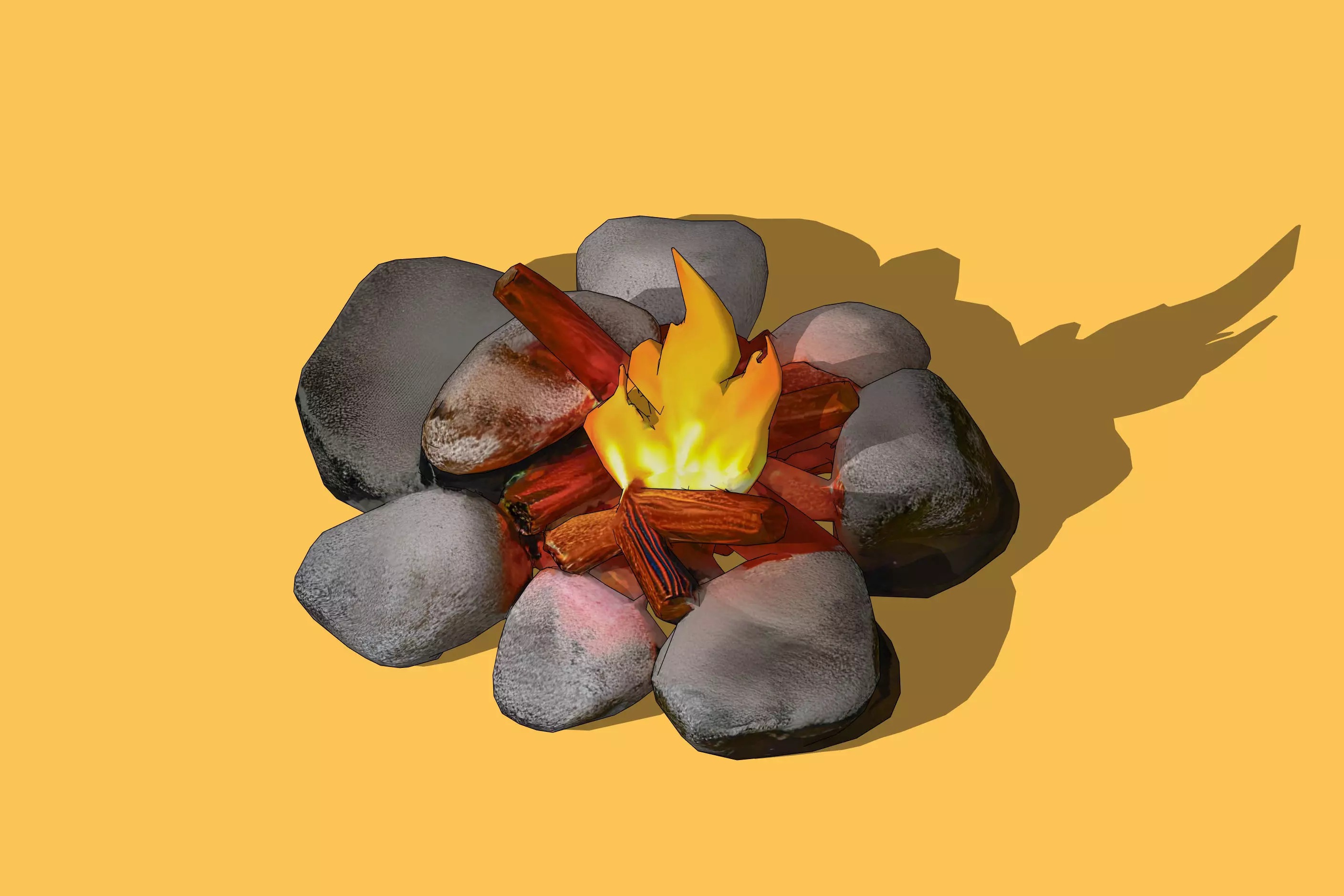 Campfire Low-poly 3D model_0