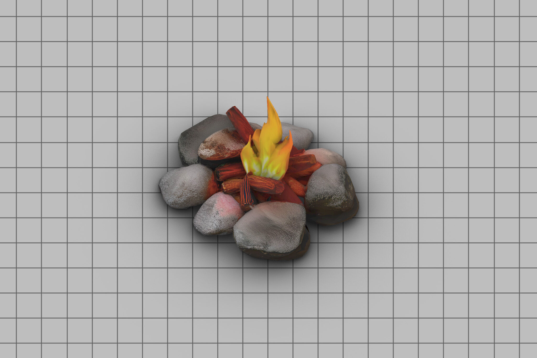 Campfire Low-poly 3D model_2