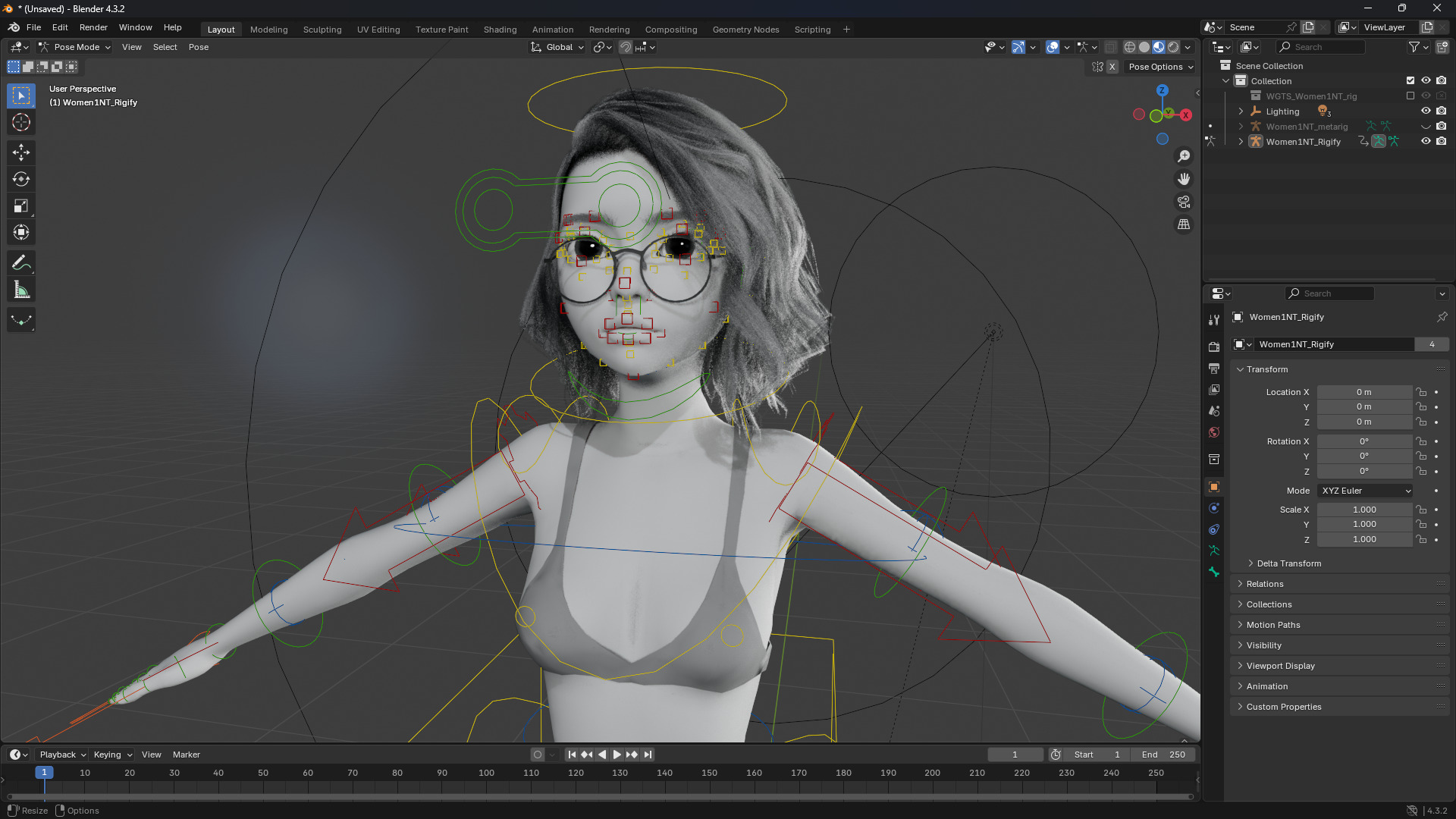 Free Stylized 3D Girl Stylized Toon Girl with Sunglasses Free low-poly 3D model_12