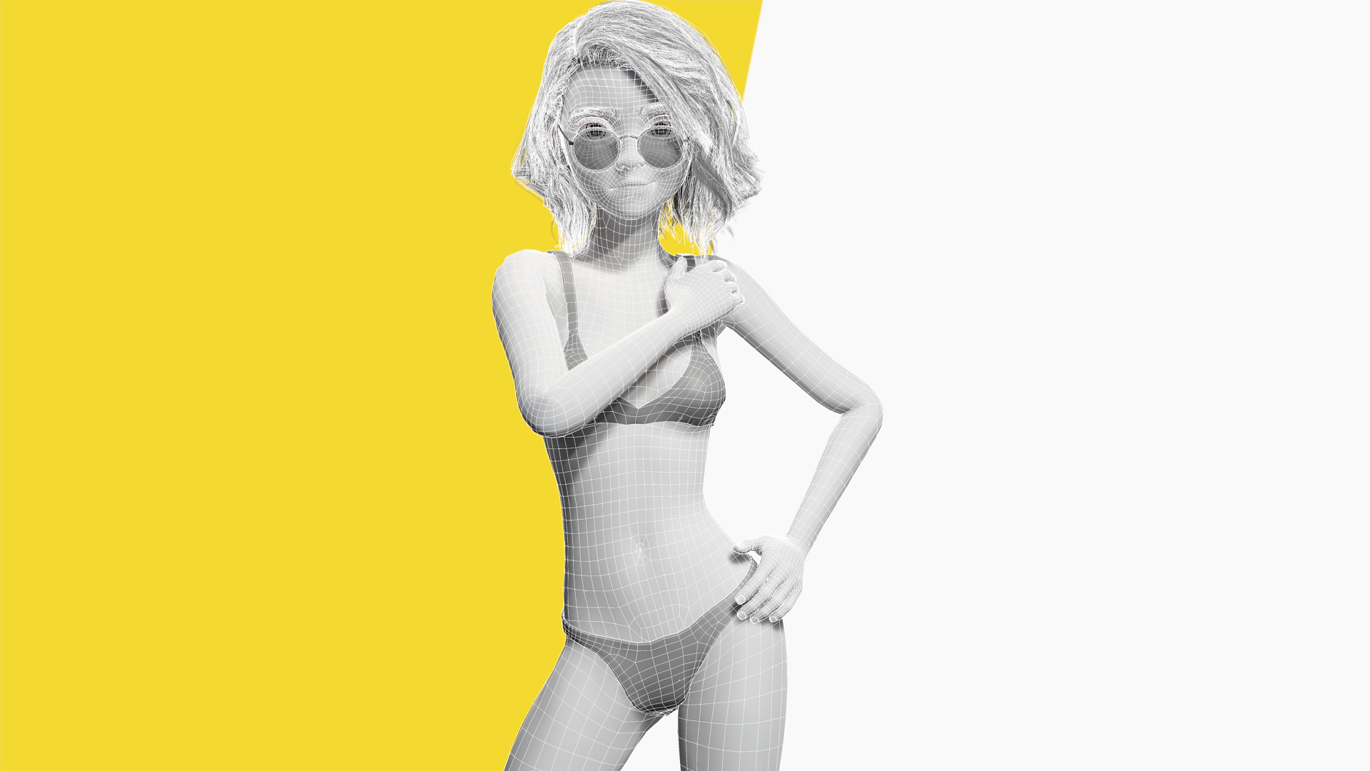 Free Stylized 3D Girl Stylized Toon Girl with Sunglasses Free low-poly 3D model_10