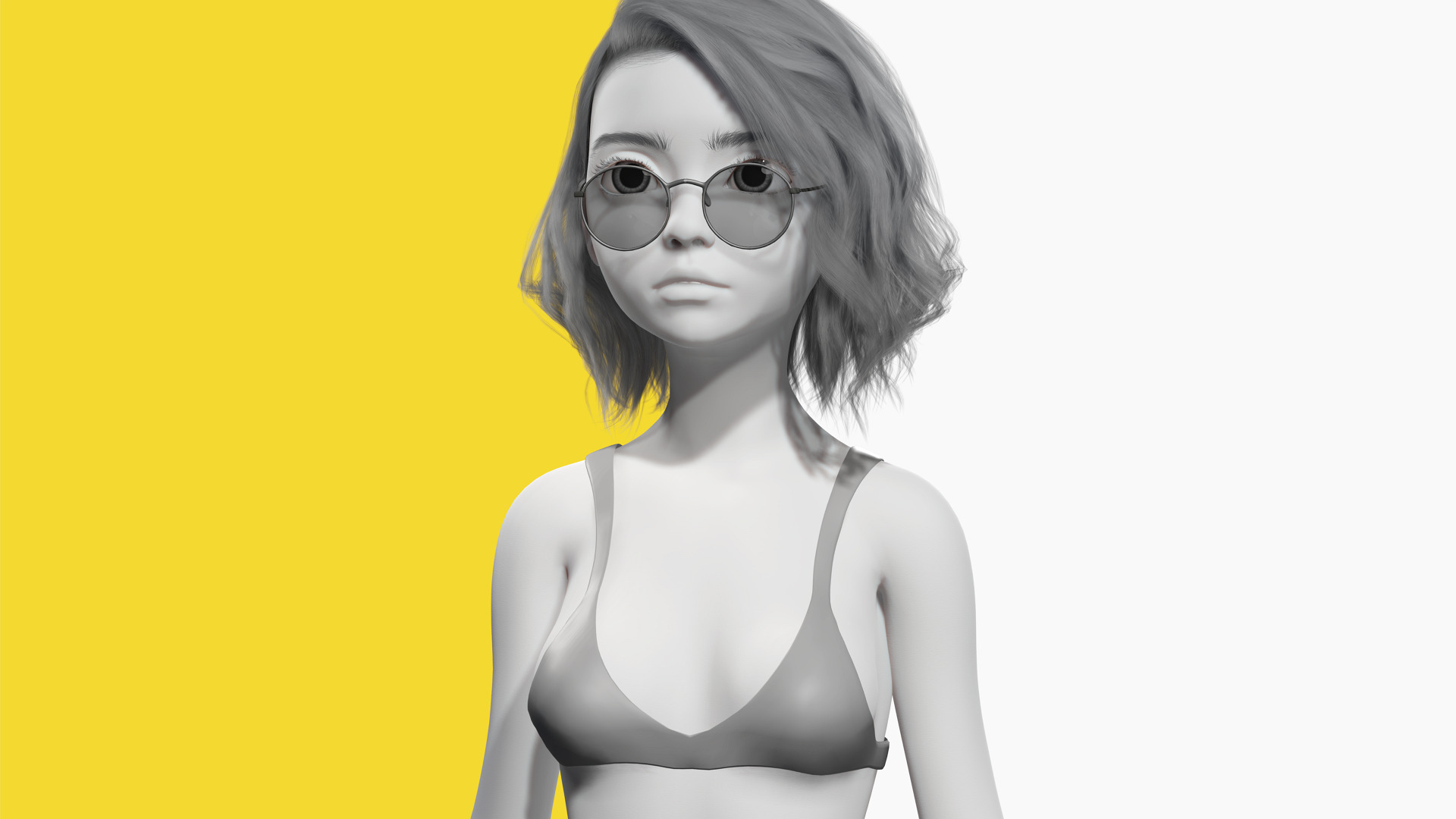 Free Stylized 3D Girl Stylized Toon Girl with Sunglasses Free low-poly 3D model_7