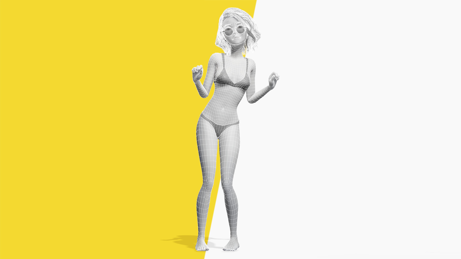 Free Stylized 3D Girl Stylized Toon Girl with Sunglasses Free low-poly 3D model_6