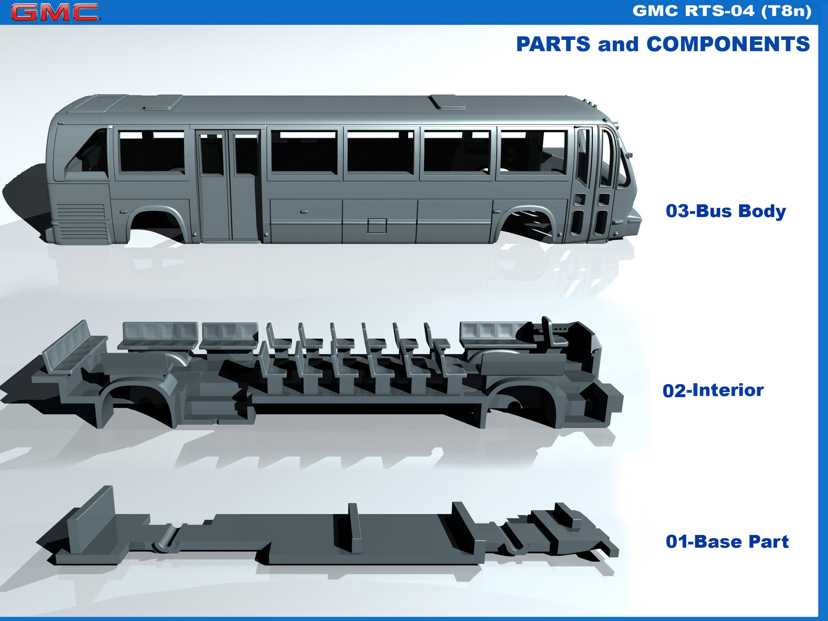 A model-copy of the GMC RTS-04 bus in scale 1 to 87 3D print model_6