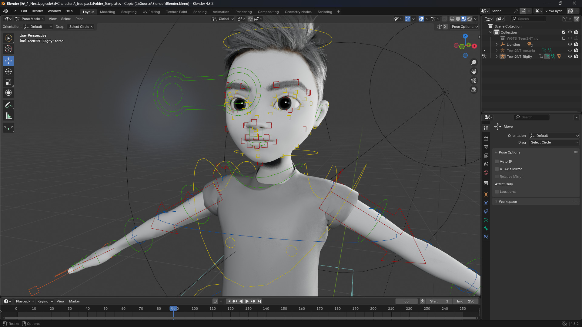 Free 3D Stylized Boy Toon Kid Character with T-Shirt Low-poly 3D model_15