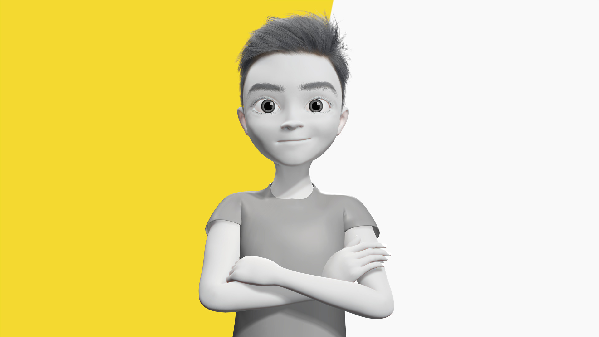 Free 3D Stylized Boy Toon Kid Character with T-Shirt Low-poly 3D model_11