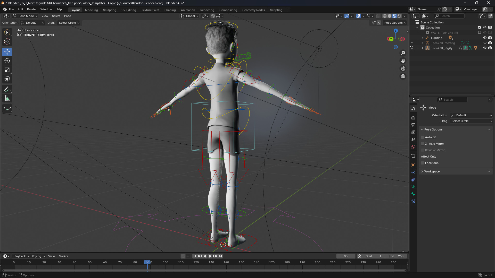 Free 3D Stylized Boy Toon Kid Character with T-Shirt Low-poly 3D model_17