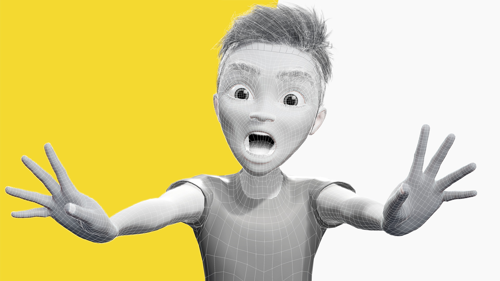 Free 3D Stylized Boy Toon Kid Character with T-Shirt Low-poly 3D model_5