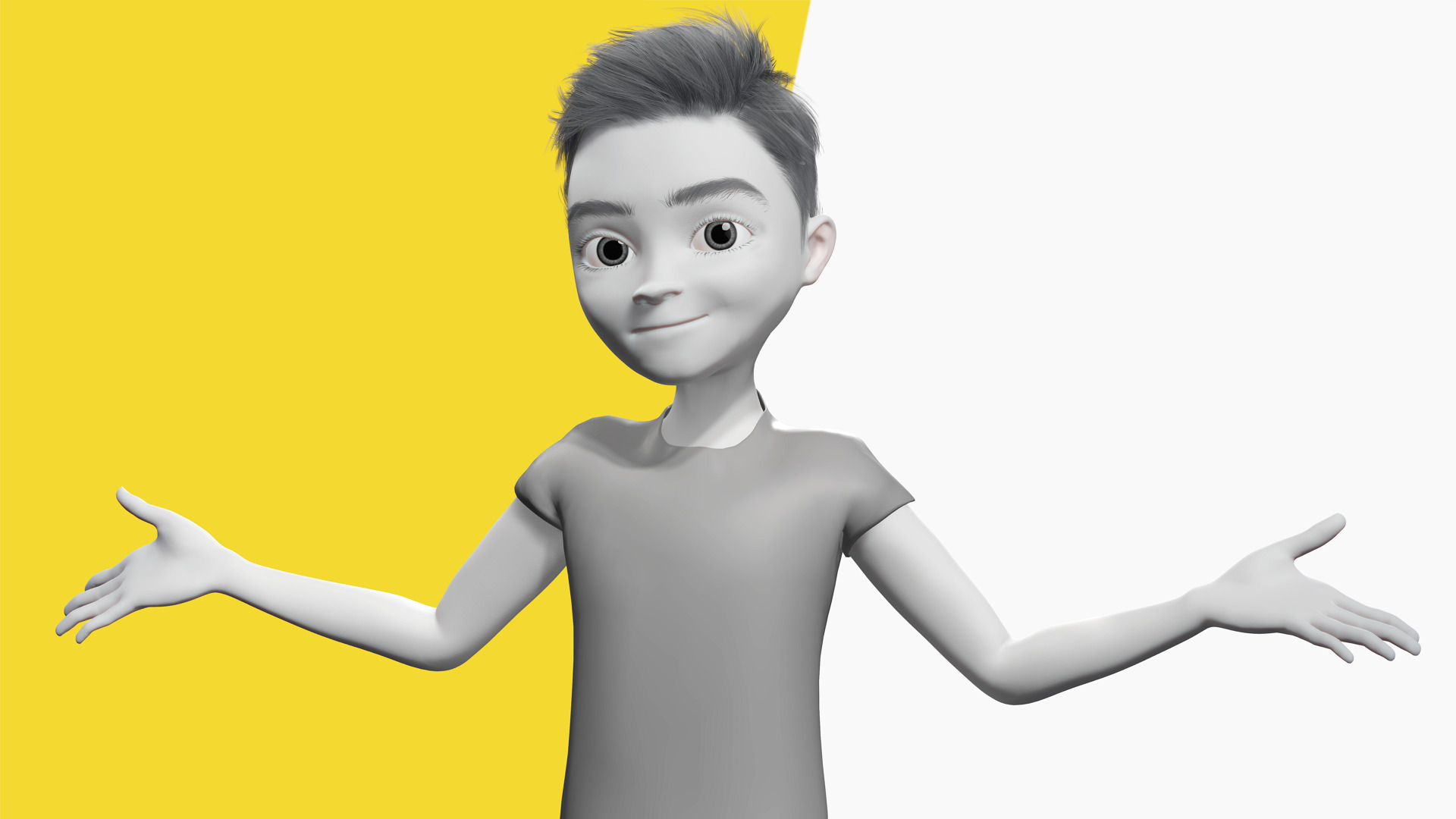 Free 3D Stylized Boy Toon Kid Character with T-Shirt Low-poly 3D model_6