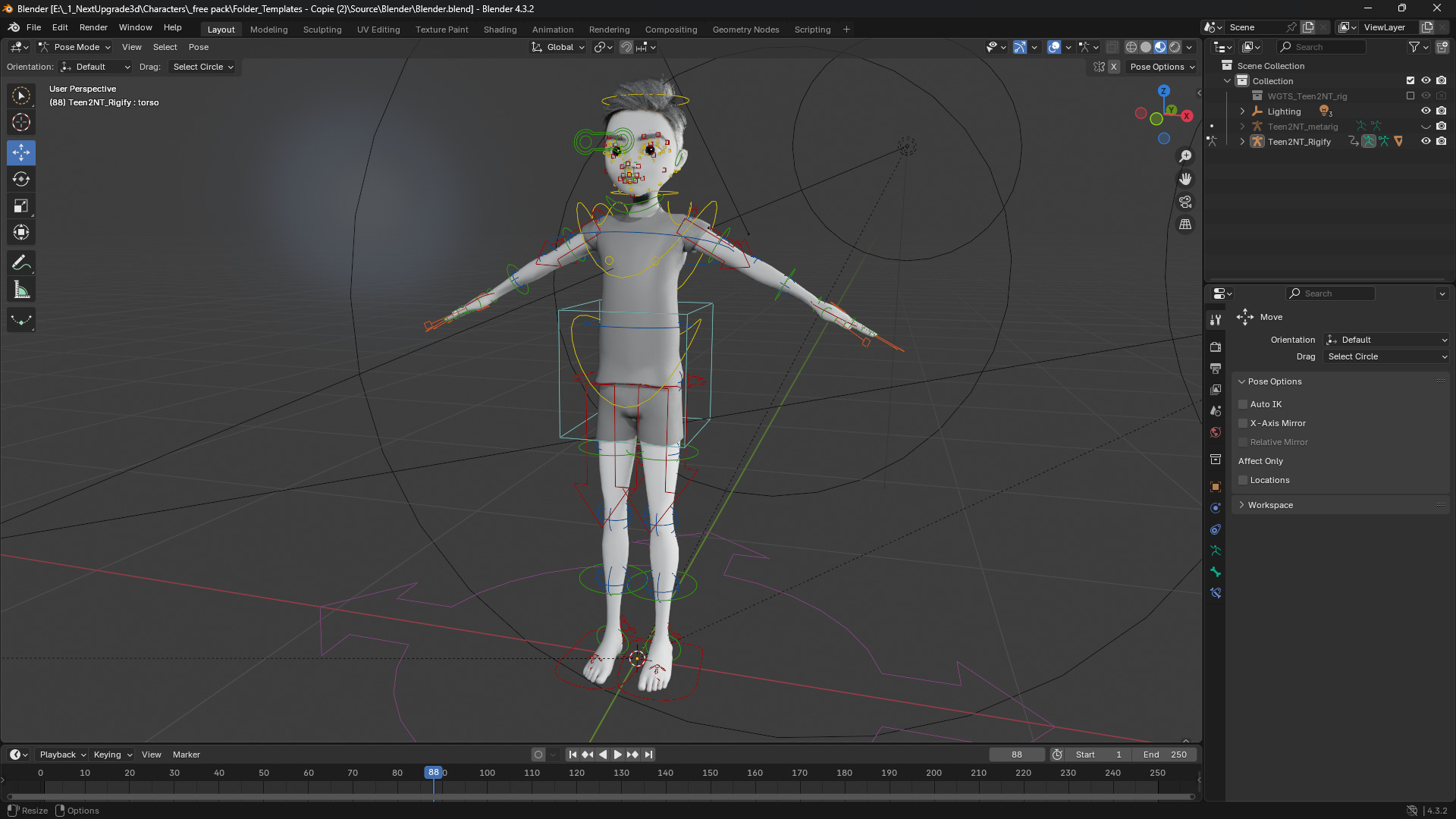 Free 3D Stylized Boy Toon Kid Character with T-Shirt Low-poly 3D model_16