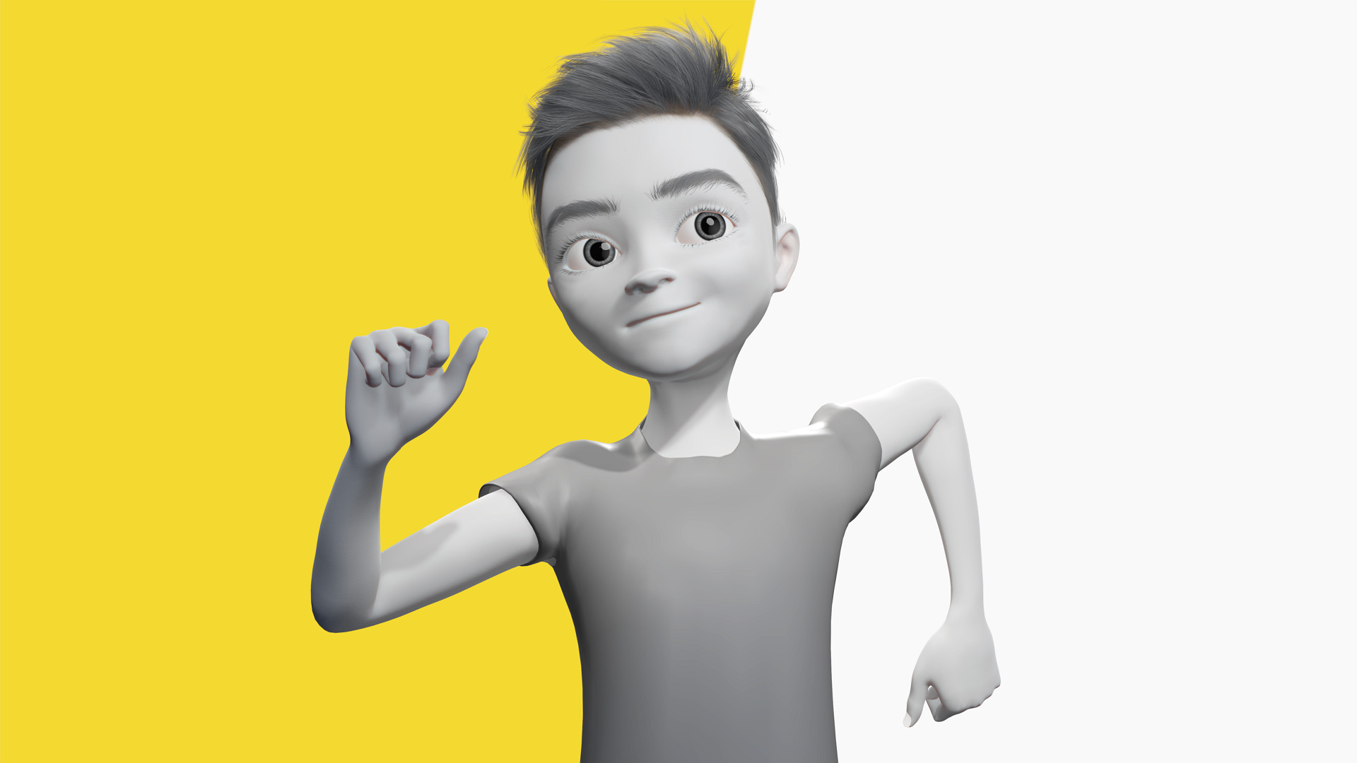 Free 3D Stylized Boy Toon Kid Character with T-Shirt Low-poly 3D model_13