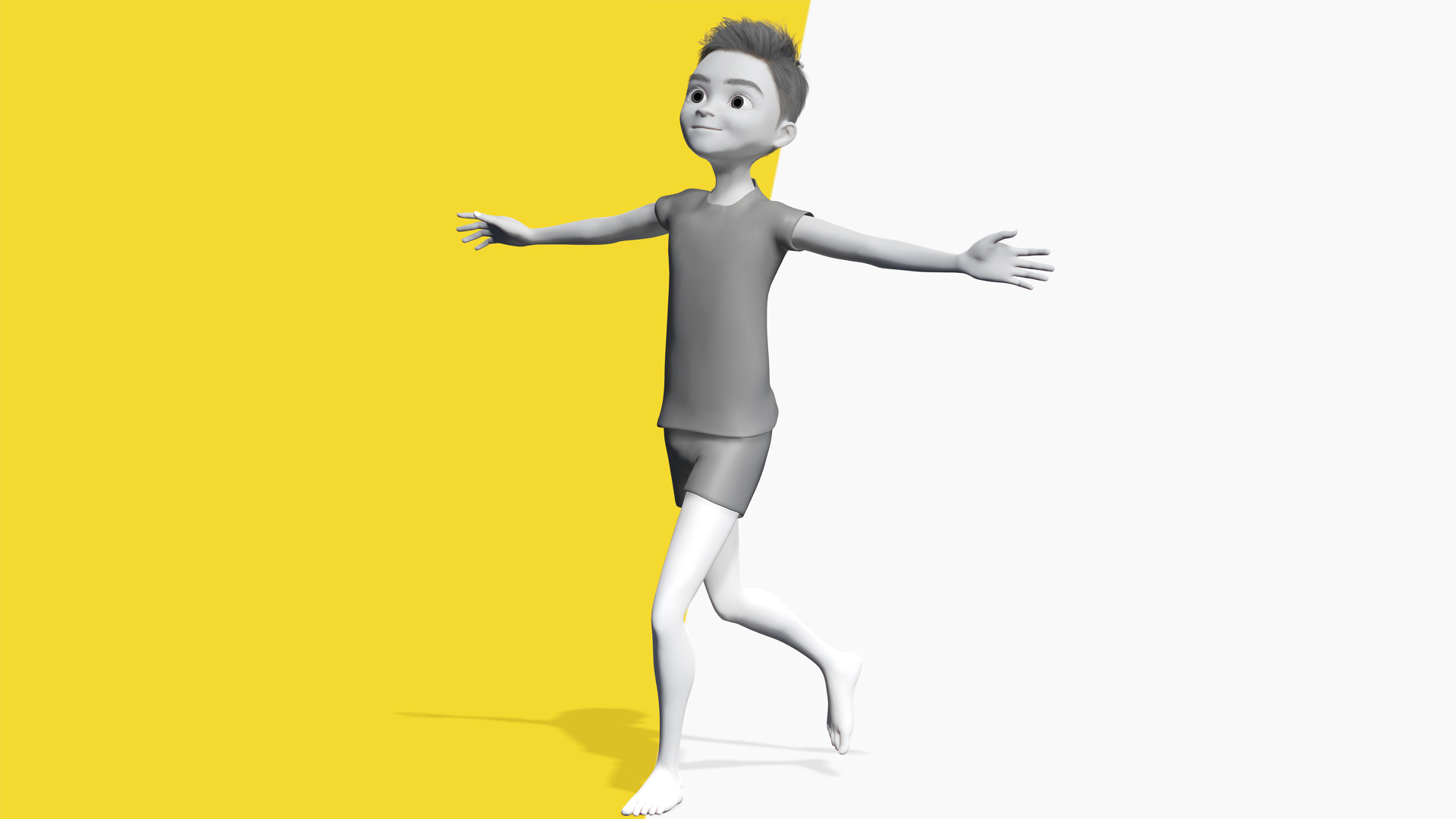 Free 3D Stylized Boy Toon Kid Character with T-Shirt Low-poly 3D model_9