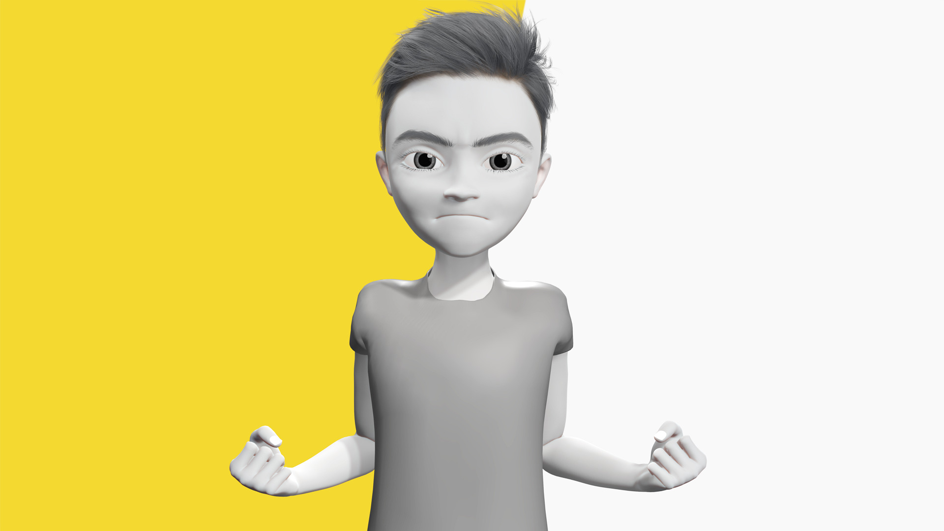 Free 3D Stylized Boy Toon Kid Character with T-Shirt Low-poly 3D model_3