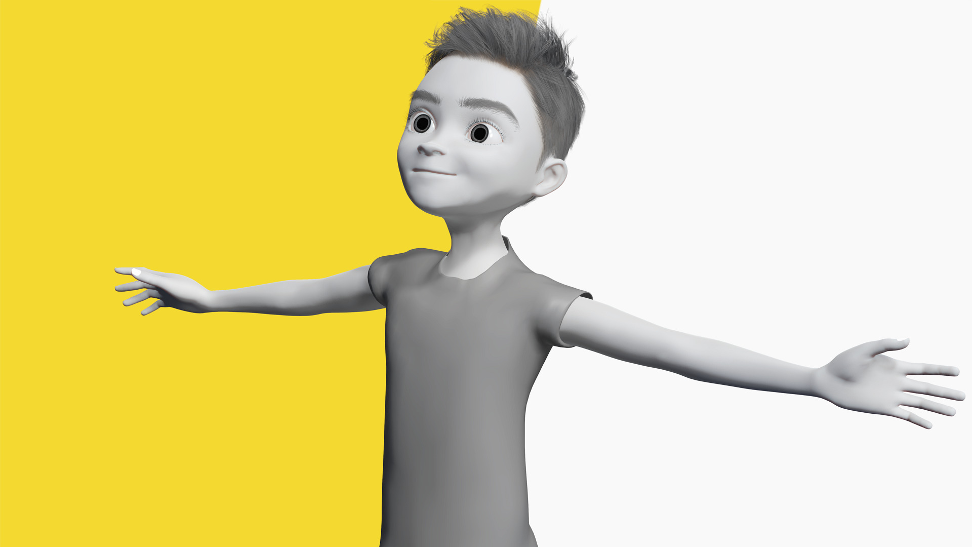 Free 3D Stylized Boy Toon Kid Character with T-Shirt Low-poly 3D model_10