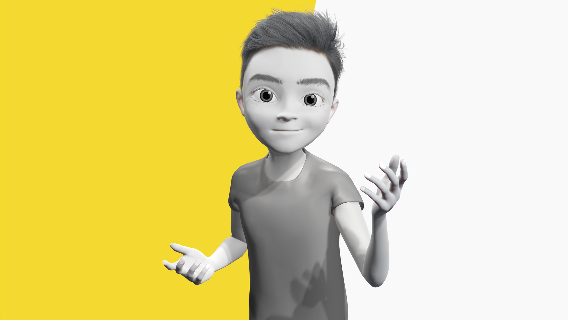 Free 3D Stylized Boy Toon Kid Character with T-Shirt Low-poly 3D model_2