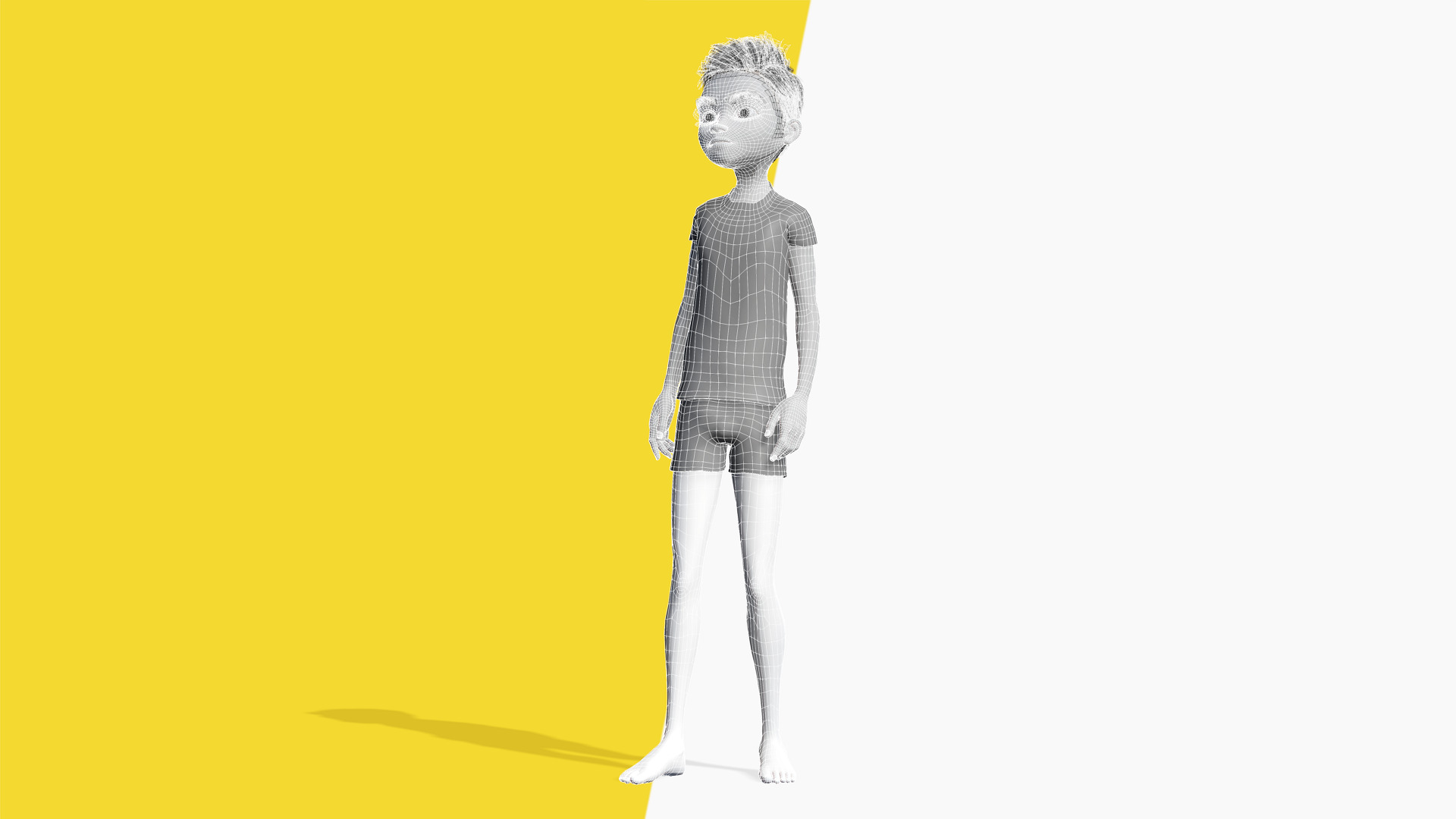 Free 3D Stylized Boy Toon Kid Character with T-Shirt Low-poly 3D model_8
