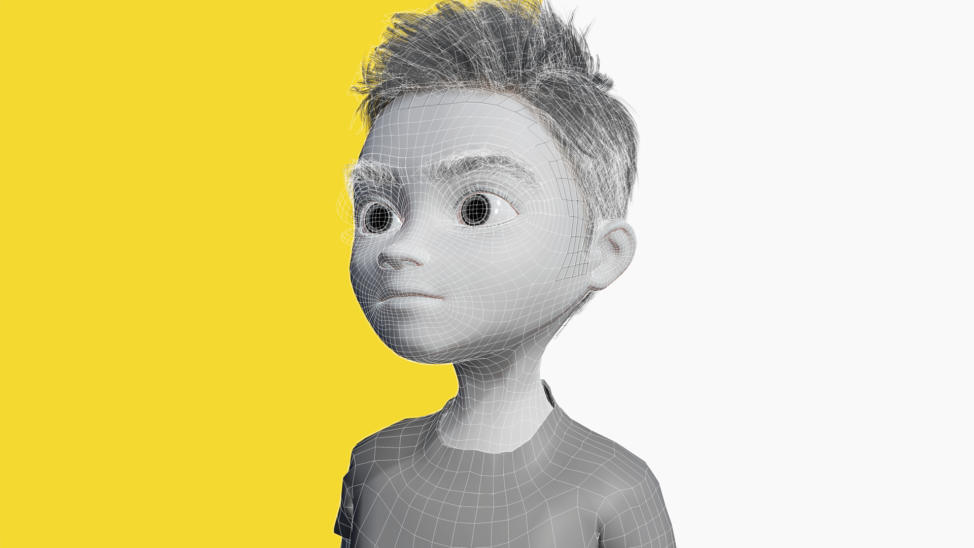 Free 3D Stylized Boy Toon Kid Character with T-Shirt Low-poly 3D model_1