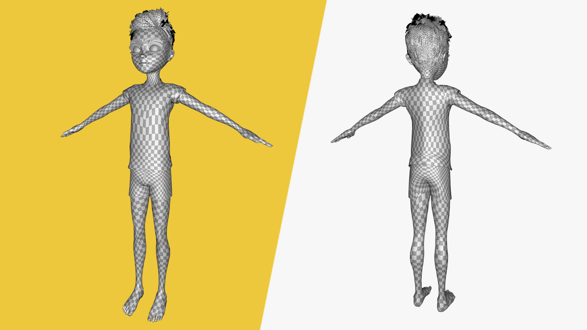 Free 3D Stylized Boy Toon Kid Character with T-Shirt Low-poly 3D model_26