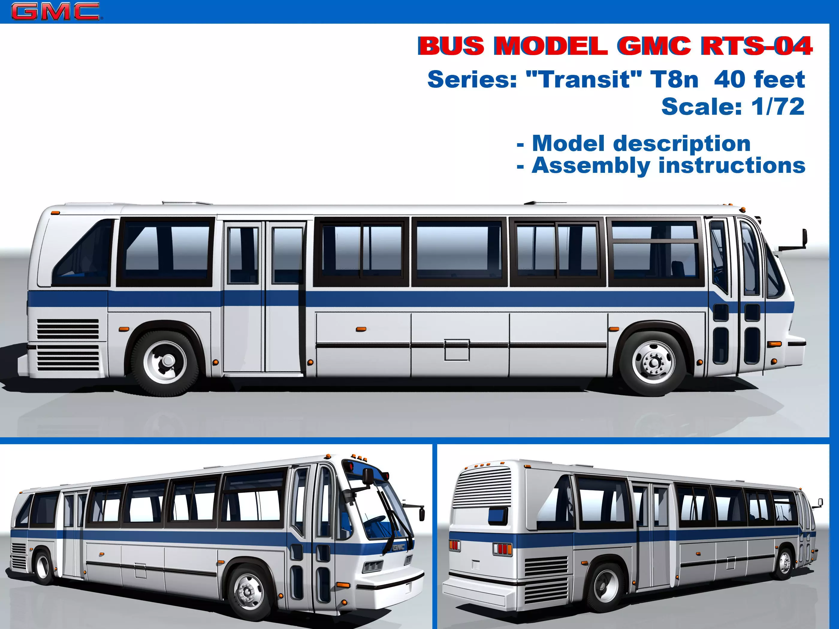 A model-copy of the GMC RTS-04 bus in scale 1 to 72 3D print model_0