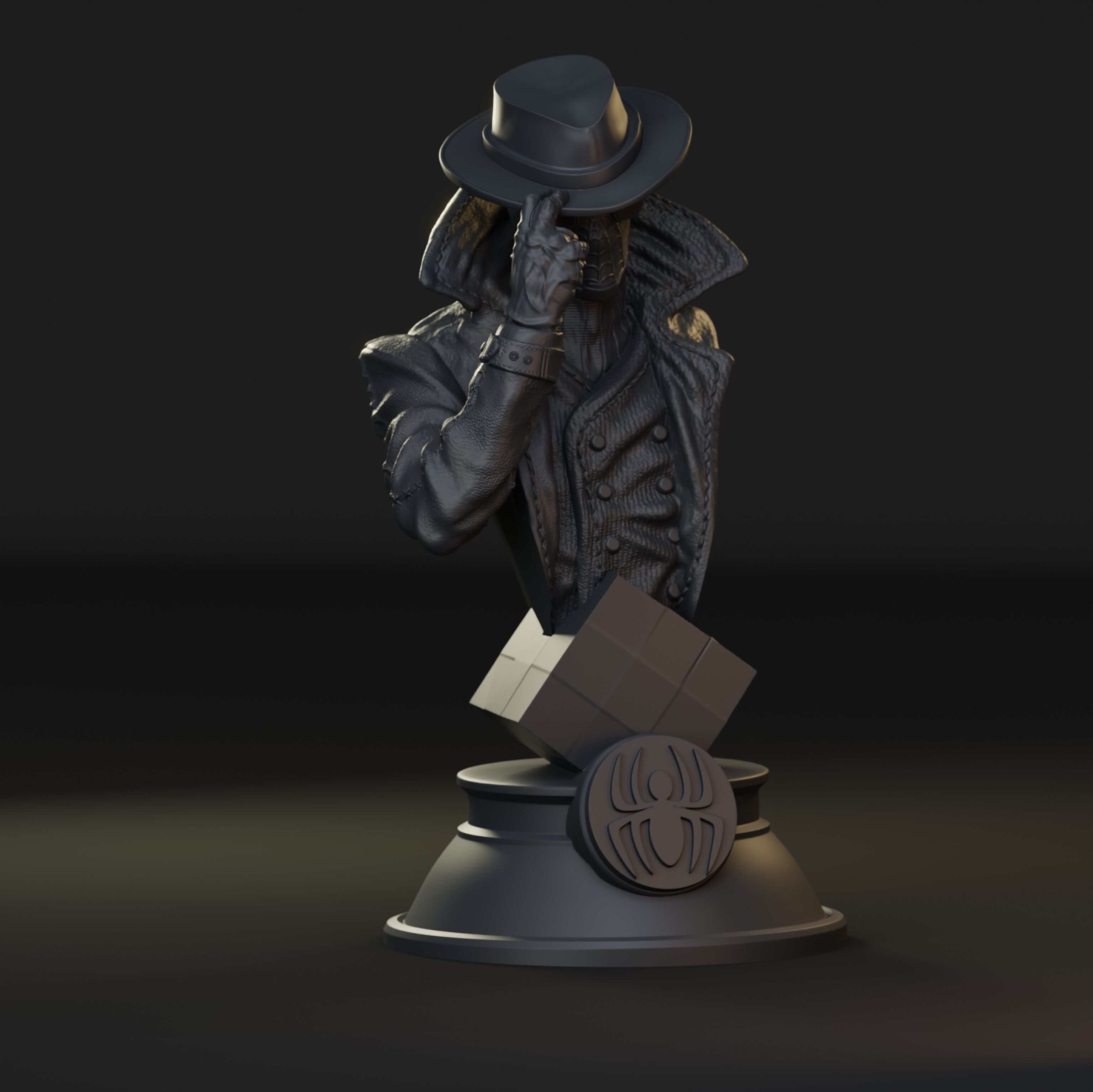 Spider-Man Noir bust 3D print model_1